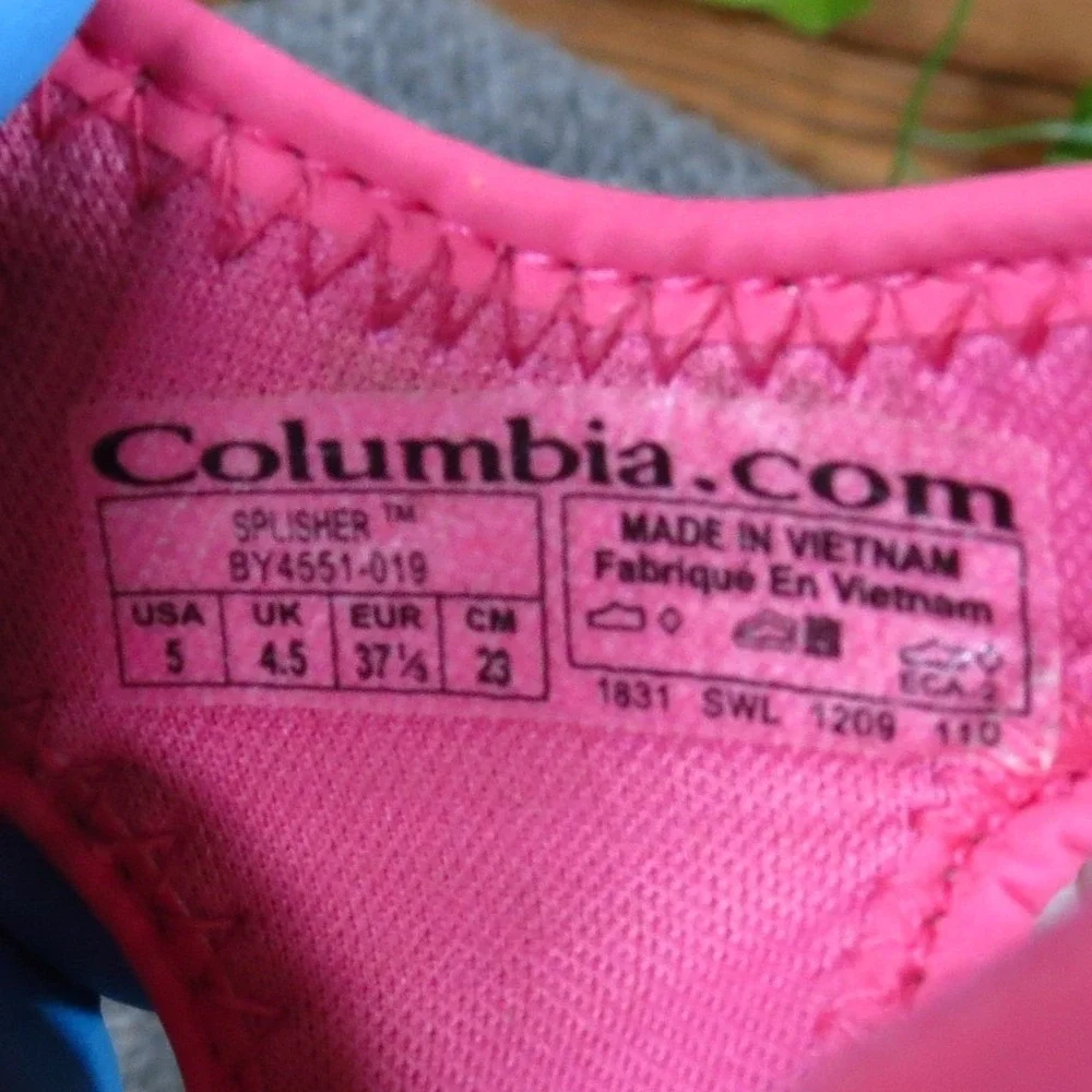 Columbia Splisher Kids Sport Sandals Size 5 Outdoor Water Shoes Grey Pink